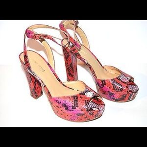 Nine West Calculate Ankle-Strap Sandal Red & Pink