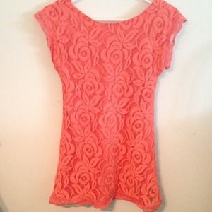 Adorable coral lace dress with low back