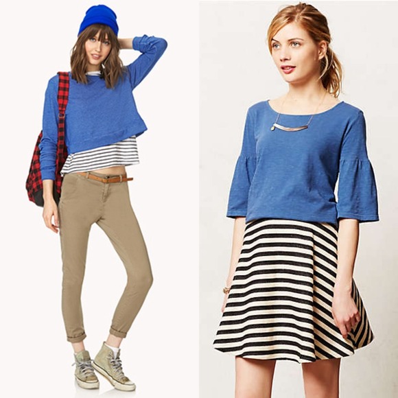 ✨Flecked Blue Crew Neck Sweatshirt (Cropped)