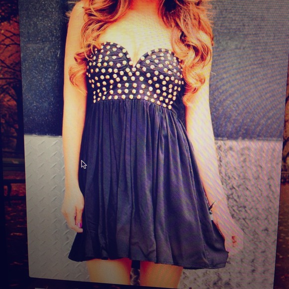 NWT Black Studded Strapless Dress size Small