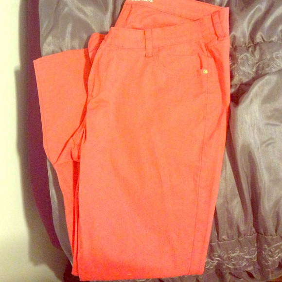 Coral rockstar skinny jeans