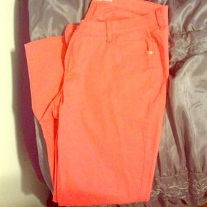 Coral rockstar skinny jeans