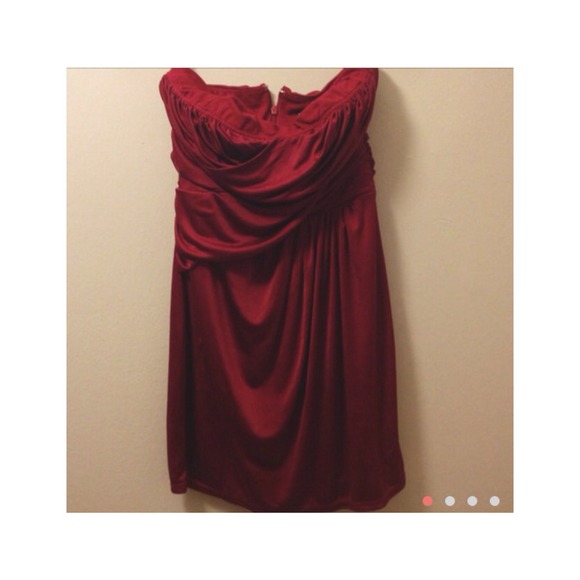 Red strapless dress