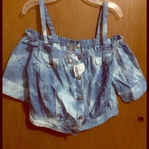 💙Crop Off Shoulder Top Denim💙