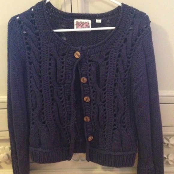 blue cable knit sweater - Picture 3 of 3