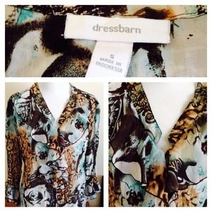 💙 Turquoise & Brown Ruffle Blouse