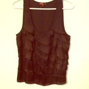 Black silk ruffle top