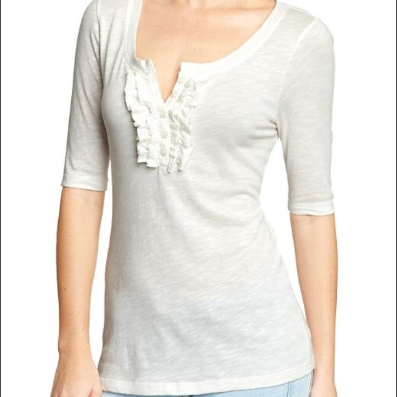 White long sleeve ruffle top