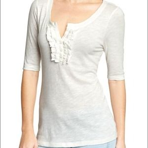 White long sleeve ruffle top