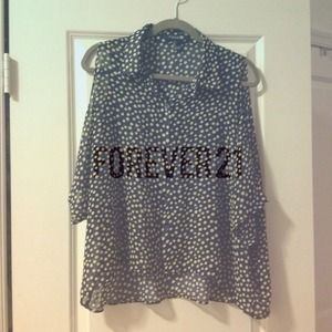 Navy blue polka dot blouse