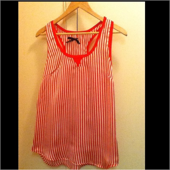 Red & White Stripe Sleeveless Blouse - Picture 1 of 1