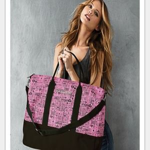 SOLD!!Victoria's Secret black & pink getaway bag!
