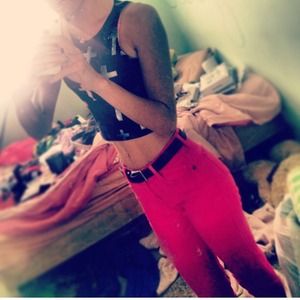 Hot pink skinny jeans