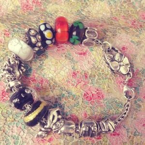 Trollbeads bracelet, clasp, beads, charms