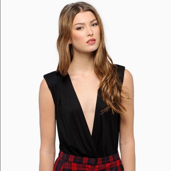 Tobi Tops - 🚫SOLD🚫Black Wrap Front Bodysuit