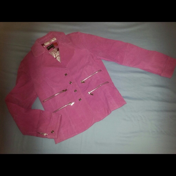 Hot Pink Renee Marcelle Suede Leather Jacket