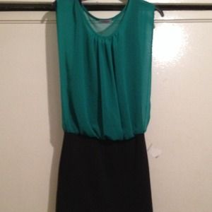 Green and black dress