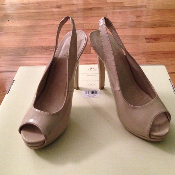 Forever 21 cream peep toe strap heels