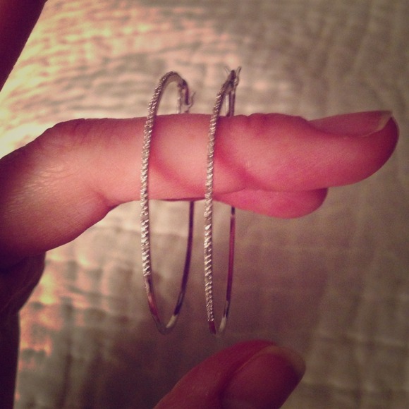 NWOT REAL DIAMOND sterling silver hoops!REDUCED!