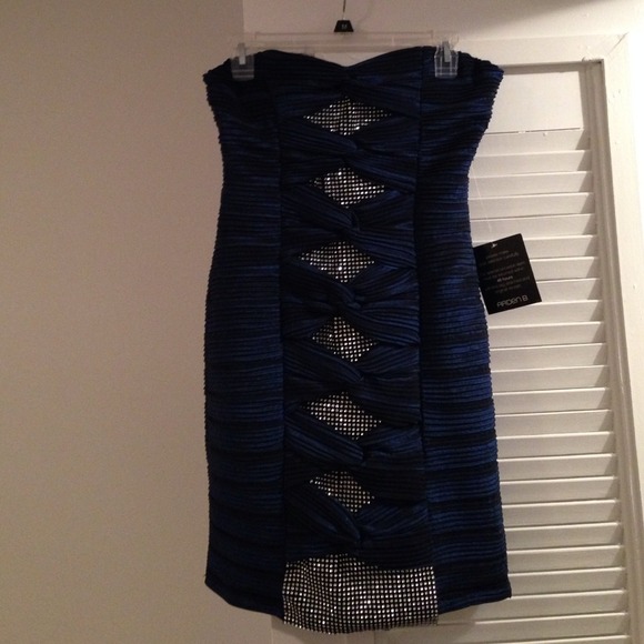 Midnight blue jeweled cocktail dress