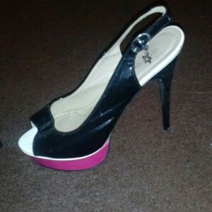 Hot pink an black high heels