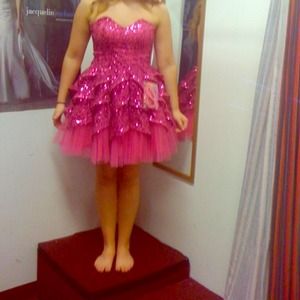 Pink Sequin Homecoming Prom Formal Shiny Dress