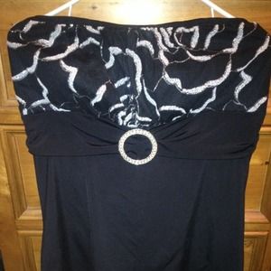 Black and silver dressy tube top