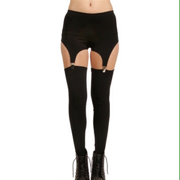 Black Suspender Leggings