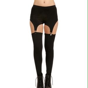 Black Suspender Leggings