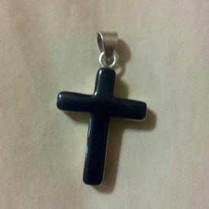 Sterling silver onix Cross