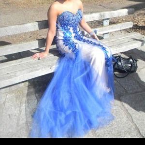 Blue and nude jovani prom dress