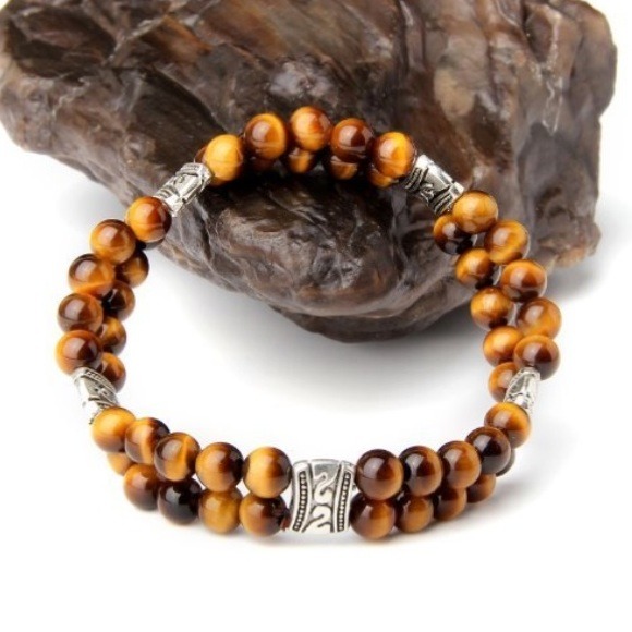 Tiger Eye Tibetan Silver Bracelet Grounding Stones