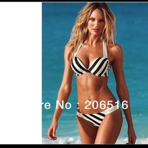 Bandage push up bikini black and white