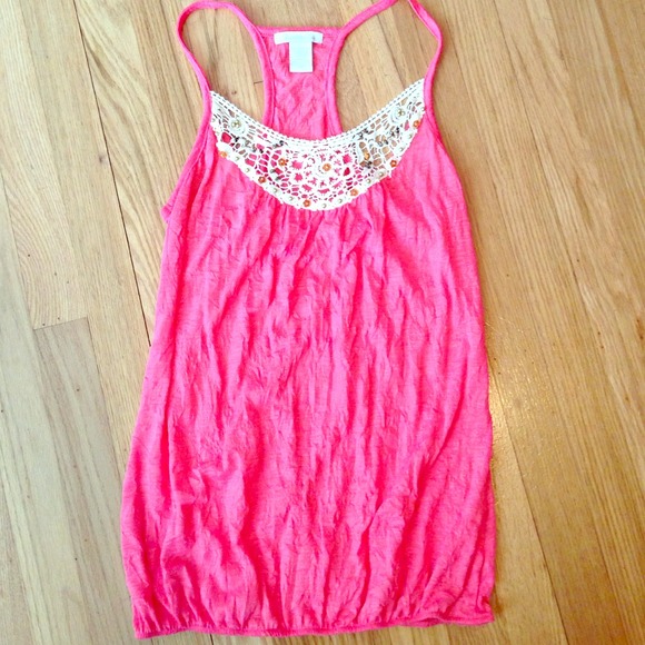 SOLD ❌ Crinkled Coral Pink Racerback Tank Top