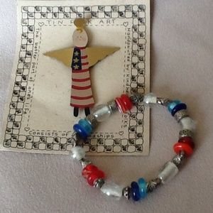 Patriotic Angel Pin and Bracelet