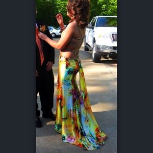 Yellow Floral Prom Dress