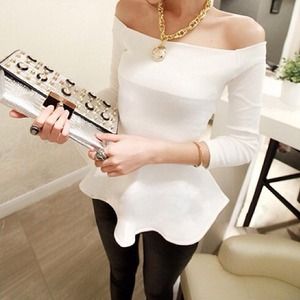 White off-shoulder flared top. REDUCED! $20!!!