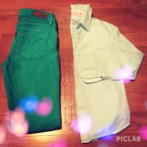 Emerald Green Skinny Fit Levi's Denim Jeans