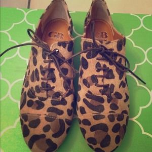 Leopard cheetah Gianni bini oxford flats NWOT