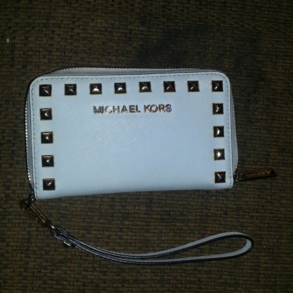 Michael Kors Accessories - Michael Kors studded iPhone wristlet in vanilla