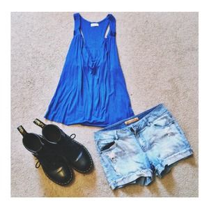 🚫Sold on Vinted🚫Blue Tank Top with Cowl Neckline