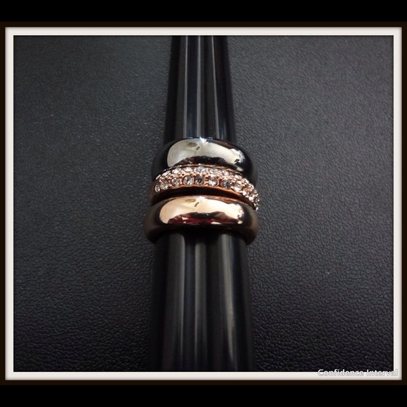 3 rings set (rose gold, gun metal tones) PRETTY! - Picture 2 of 4