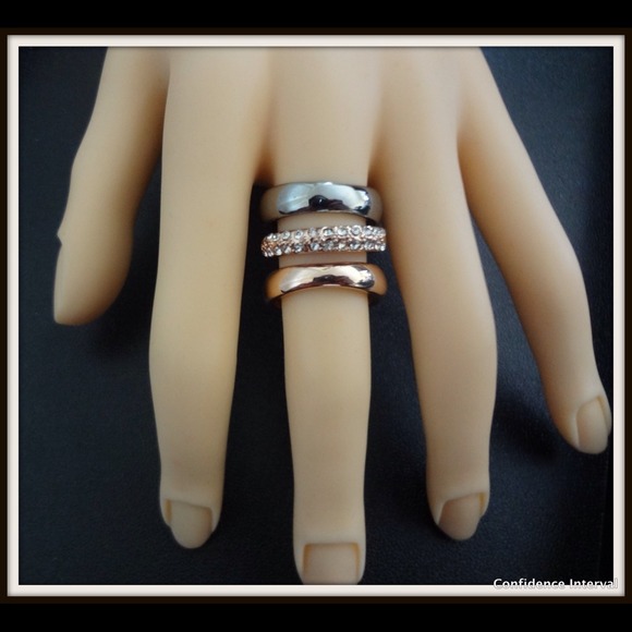 3 rings set (rose gold, gun metal tones) PRETTY! - Picture 3 of 4