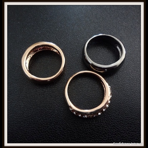 3 rings set (rose gold, gun metal tones) PRETTY! - Picture 4 of 4