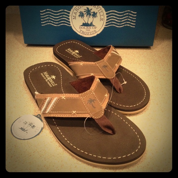 Brown Margaritaville flip-flops