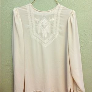 Embroidered sheer white blouse