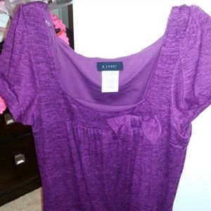 Purple sweater dress with bow accent