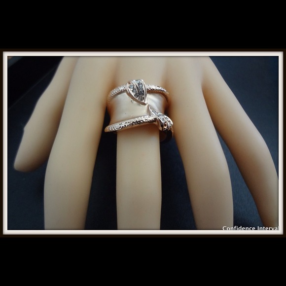 Rose Gold & Rhinestone Cocktail RIng - Picture 3 of 4