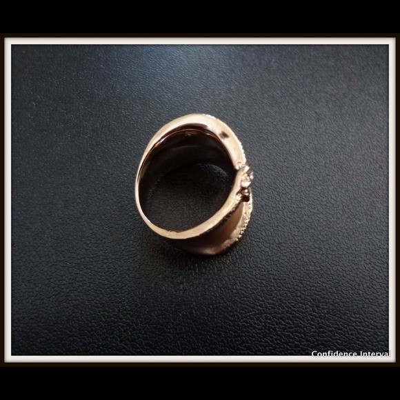 Rose Gold & Rhinestone Cocktail RIng - Picture 4 of 4