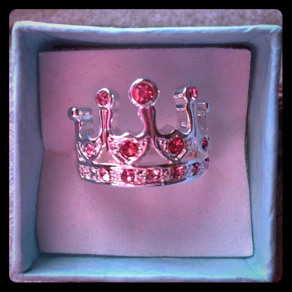 New Sterling 925 Crown Ring Sz 8 pink topaz 💟